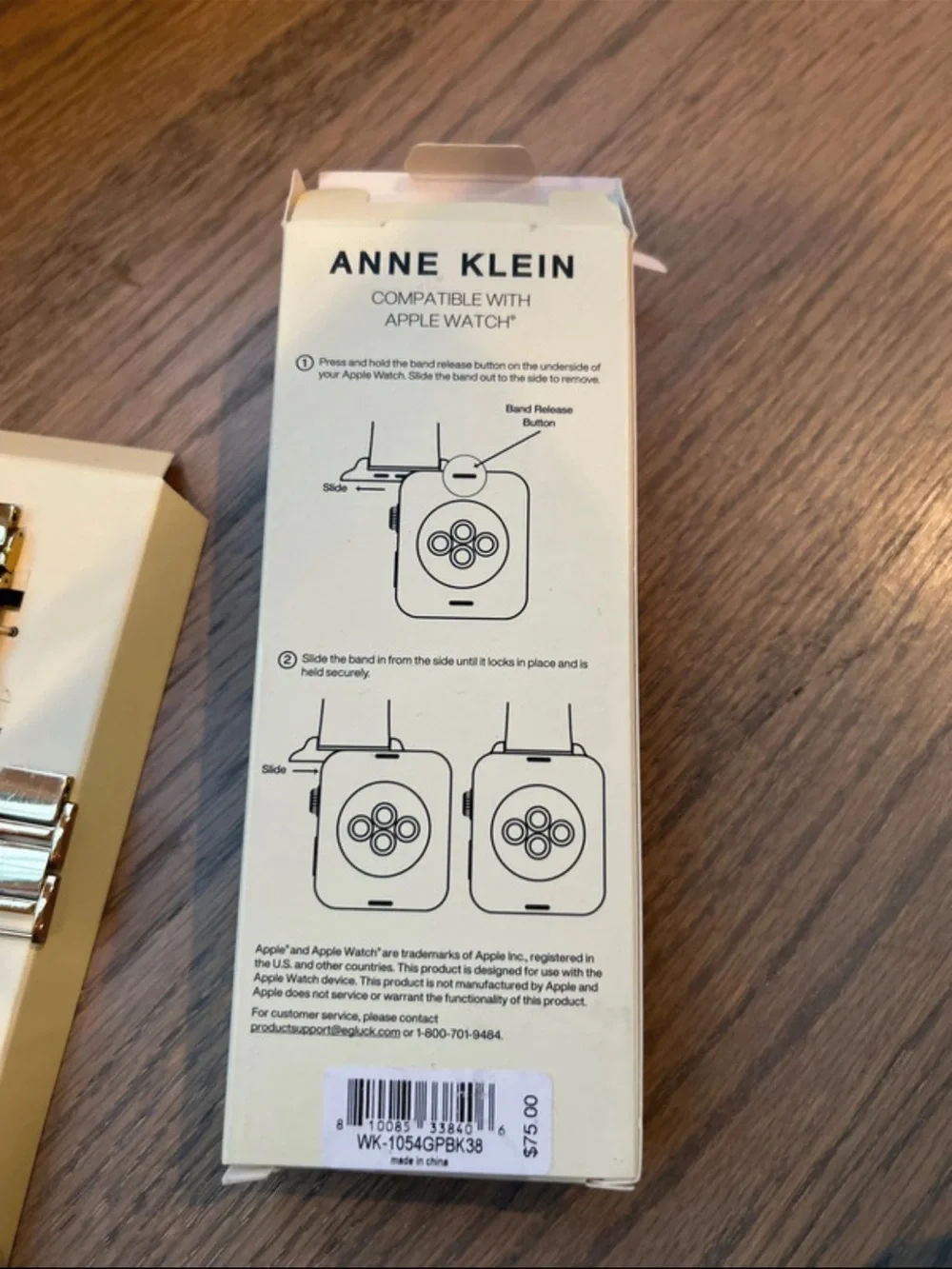 Anne Klein Black Silicone and Gold tone Link Watch Band